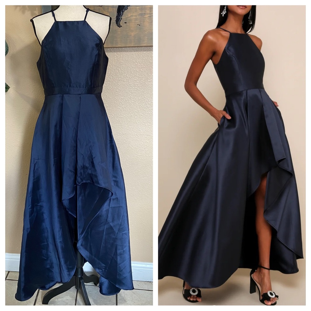 NWOT Broadway Show Navy Blue High-Low Gown